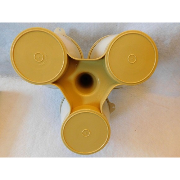 Vintage Tupperware Almond 757-3 Condiment Caddy Server W/ 3 Lids 733-1 - Picture 4 of 8